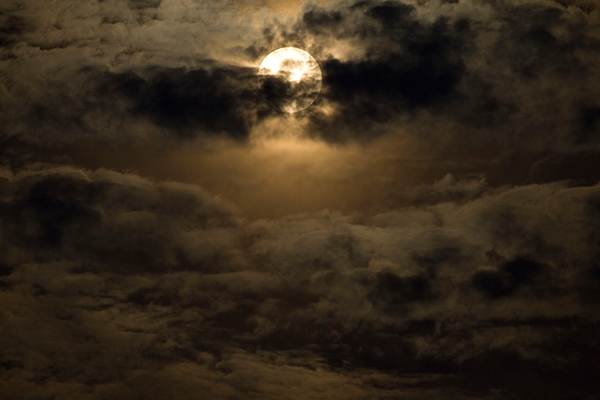 Full moon cloudy night on the Texas Gulf Coast