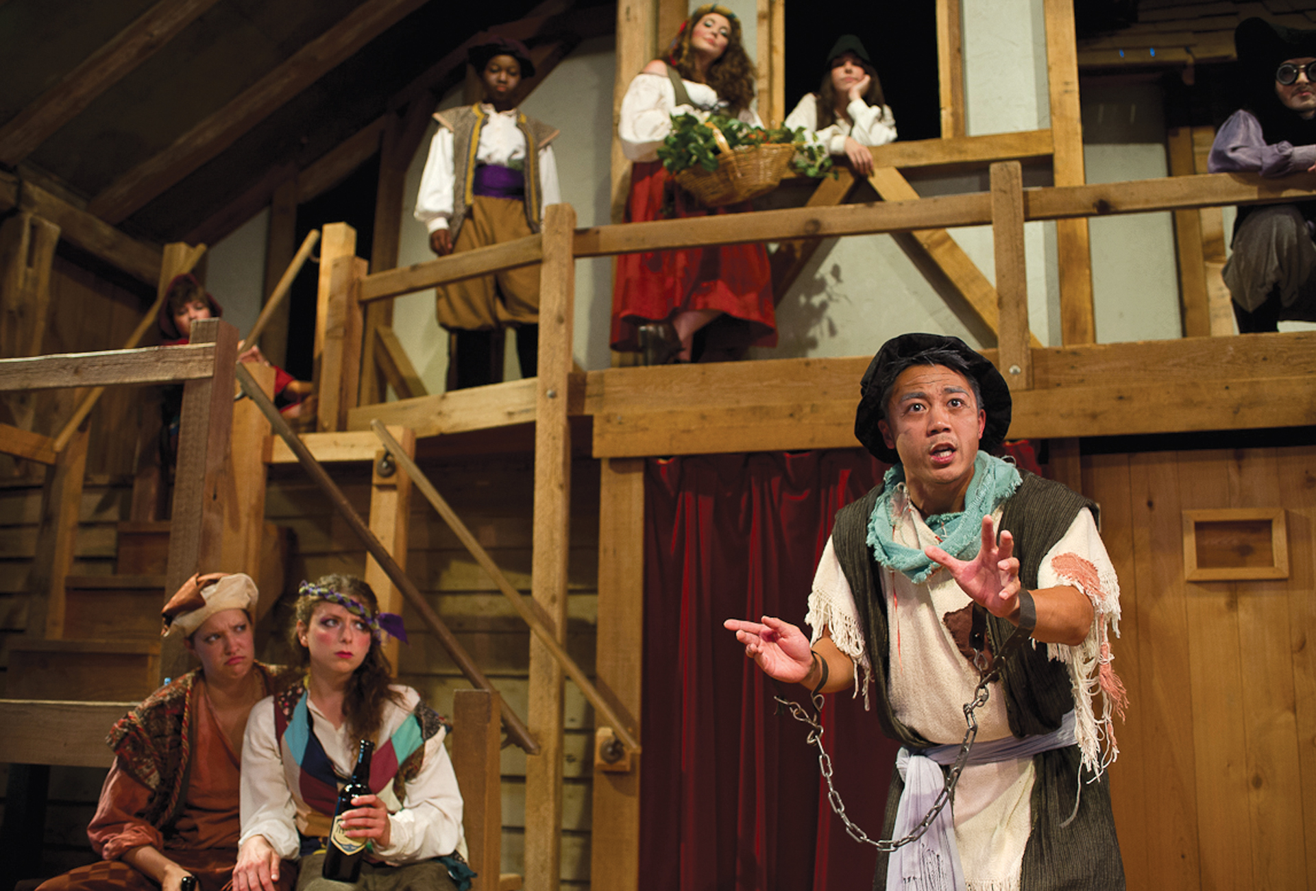 Shakespeare at Winedale summer class students performing Comedy of Errors, 2013.