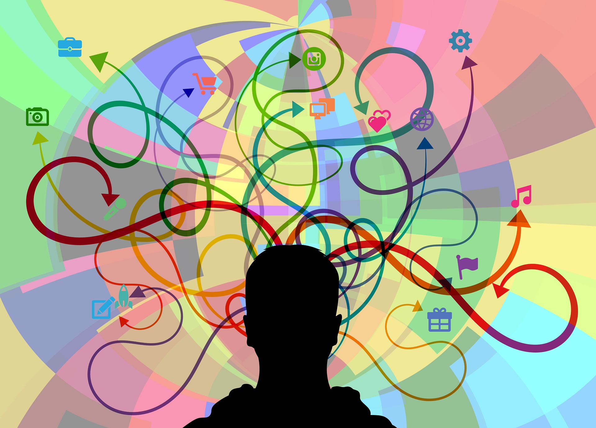 Silhouette of head, thinking